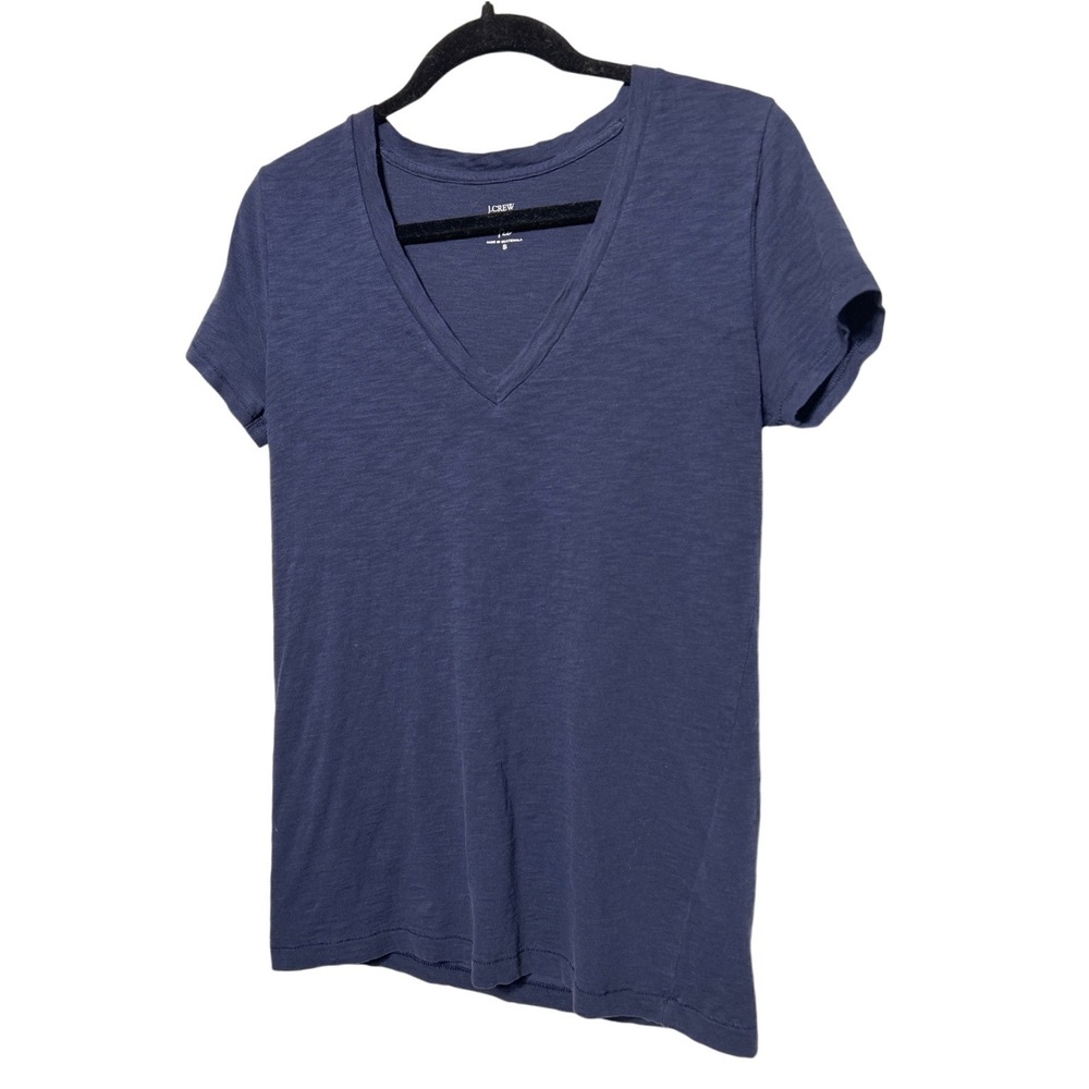 J. Crew Slub Cotton V Neck Short Sleeve T Shirt‎ Navy Blue Women's Size S